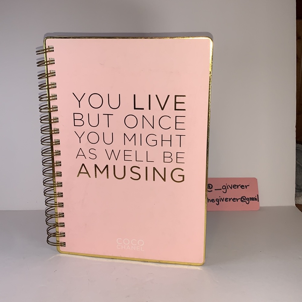Pink & Gold Coco Chanel Quote Notebook